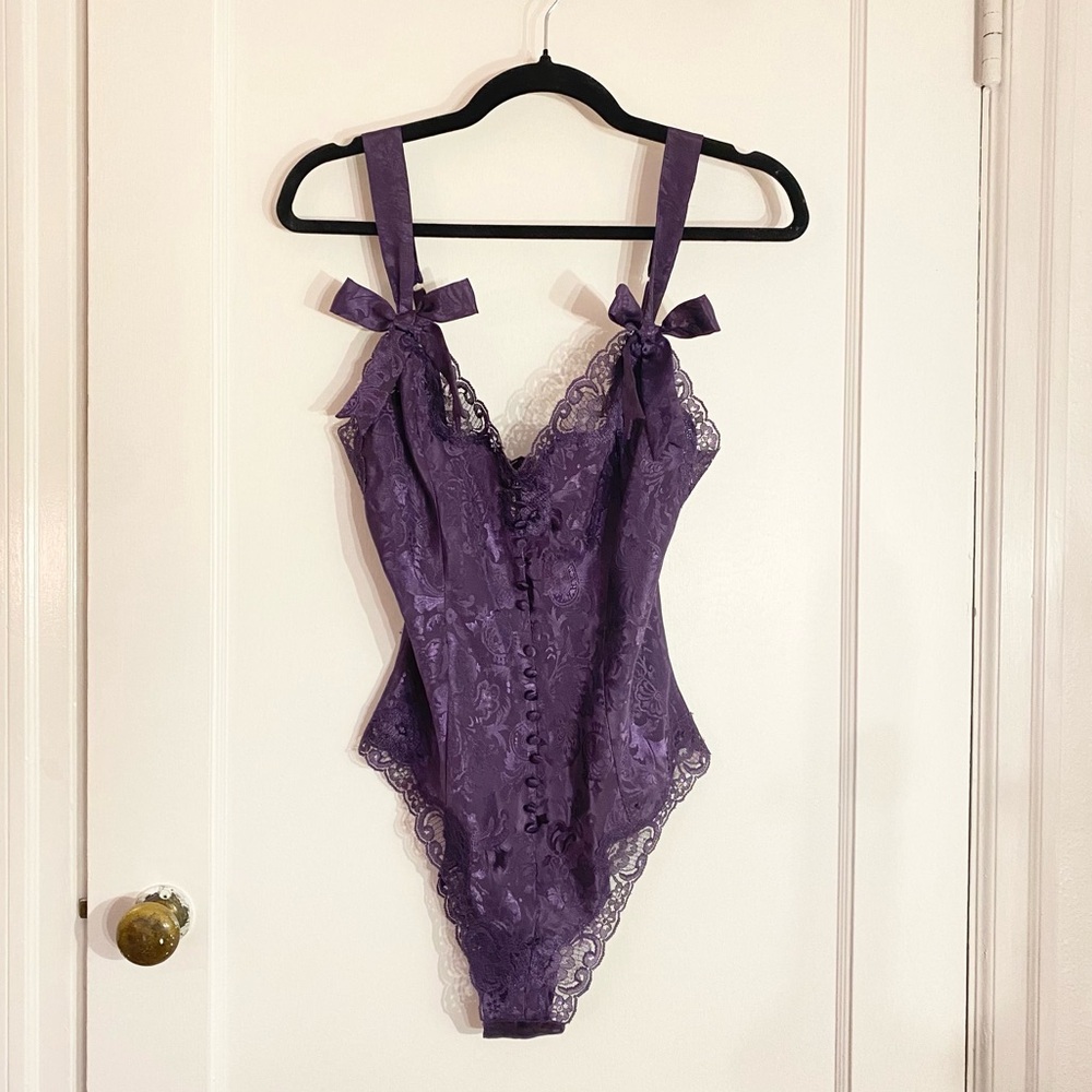 Gold tag/label Victoria’s Secret vintage purple lace teddy